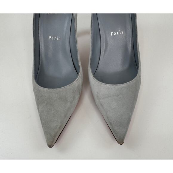 CHRISTIAN LOUBOUTIN Condora Pumps Light Blue Suede Pointed Toe Stiletto Heel 38 - Picture 6 of 12